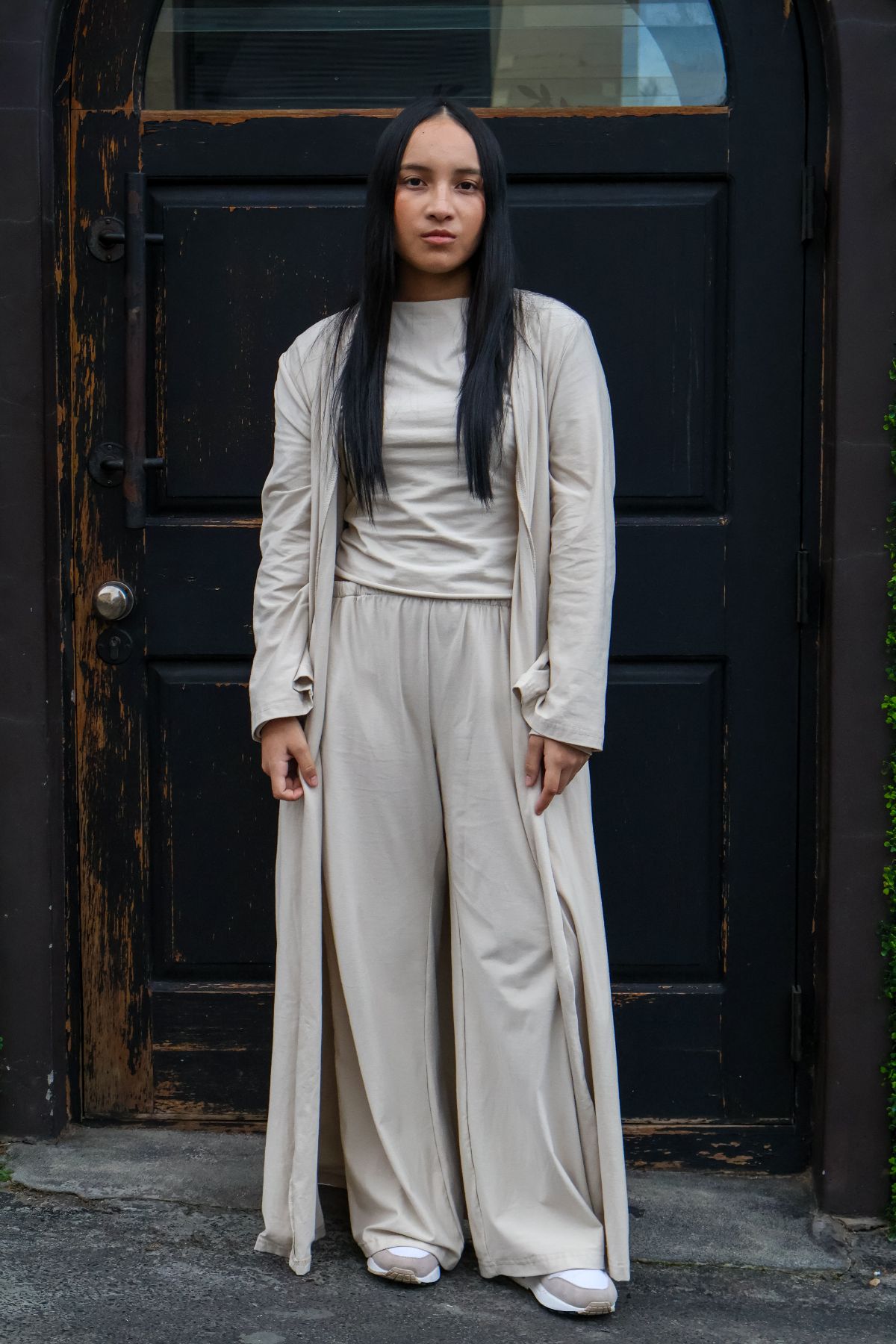 Hiraa 3-Piece Set in Stone, front view